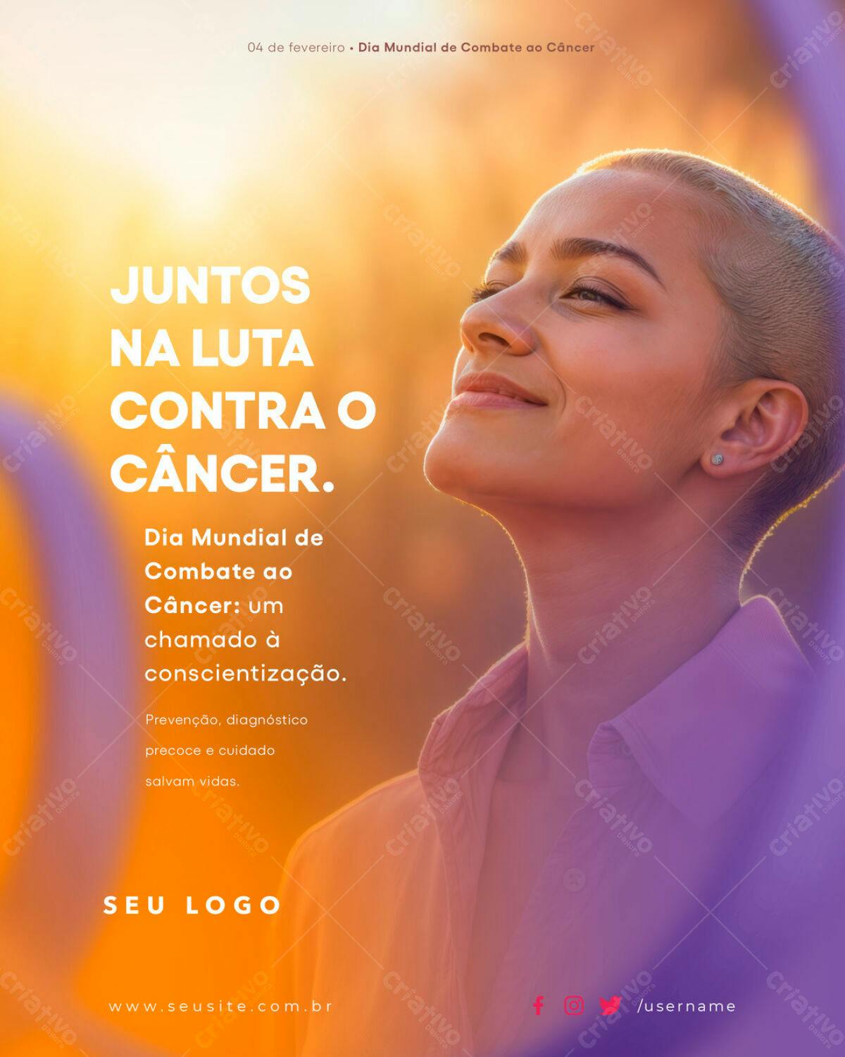 Flyer Dia Mundial do Combate ao Câncer PSD Editável