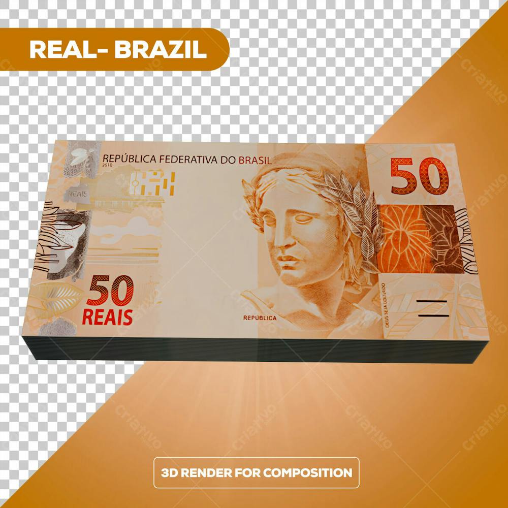 Cédula Nota Dinheiro De 50 Reais Real Brasileiro Com Fundo Transparente 2