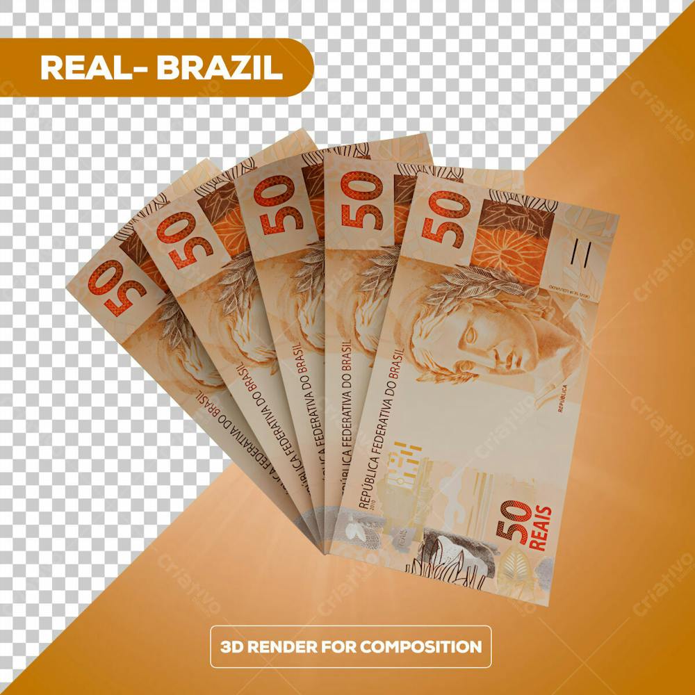 Cédula Nota Dinheiro De 50 Reais Real Brasileiro Com Fundo Transparente 5