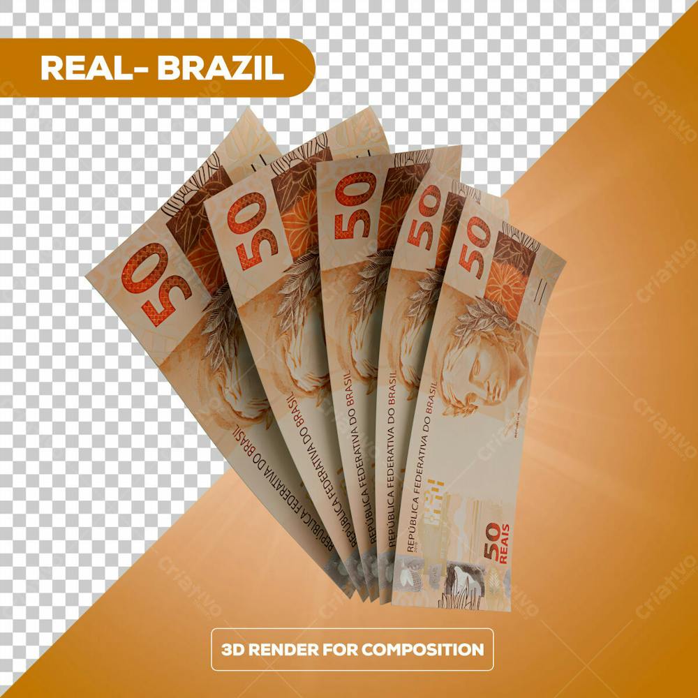Cédula Nota Dinheiro De 50 Reais Real Brasileiro Com Fundo Transparente 6