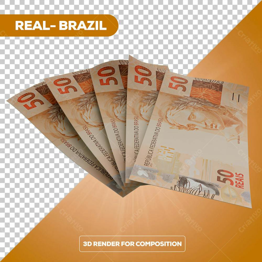 Cédula Nota Dinheiro De 50 Reais Real Brasileiro Com Fundo Transparente 8