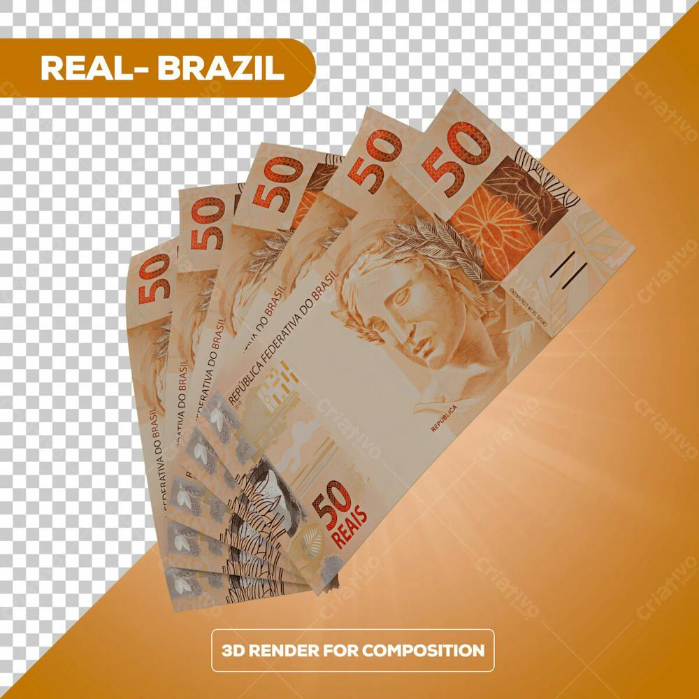 Cédula Nota Dinheiro De 50 Reais Real Brasileiro Com Fundo Transparente 9