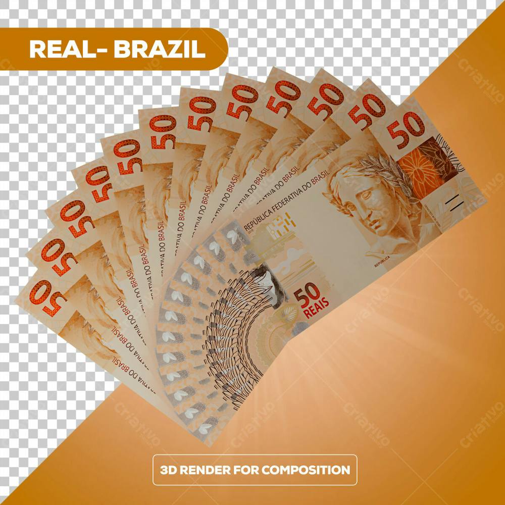 Cédula Nota Dinheiro De 50 Reais Real Brasileiro Com Fundo Transparente 11