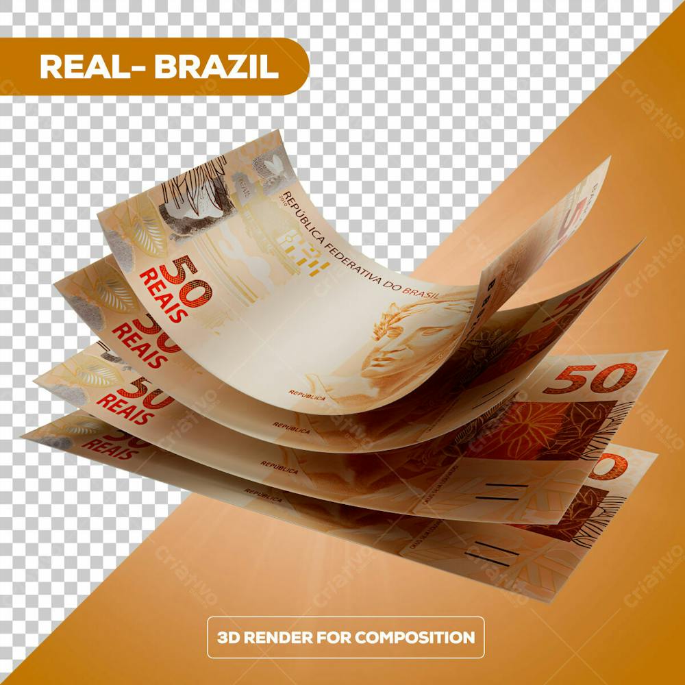 Cédula Nota Dinheiro De 50 Reais Real Brasileiro Com Fundo Transparente 16