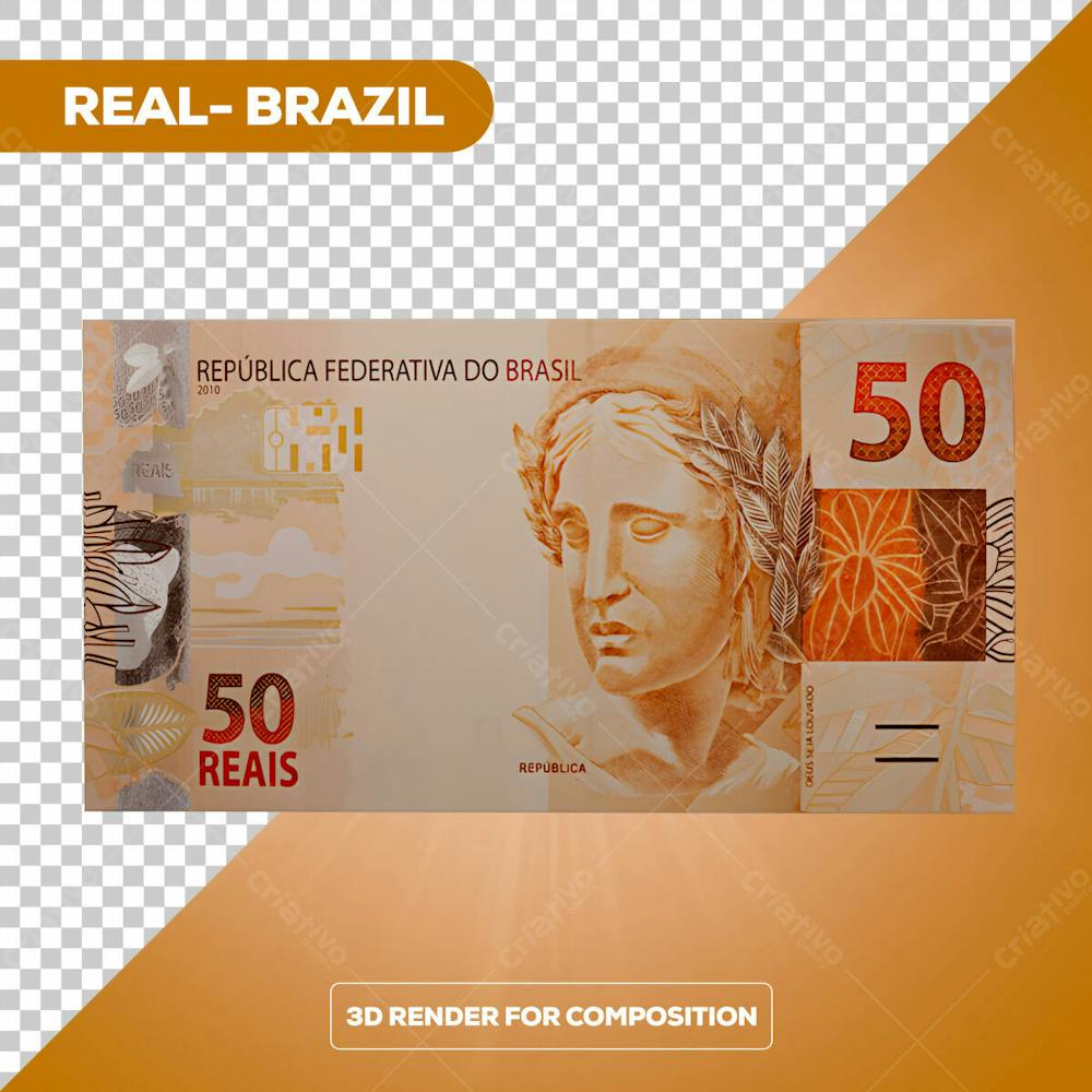 Cédula Nota Dinheiro De 50 Reais Real Brasileiro Com Fundo Transparente 1