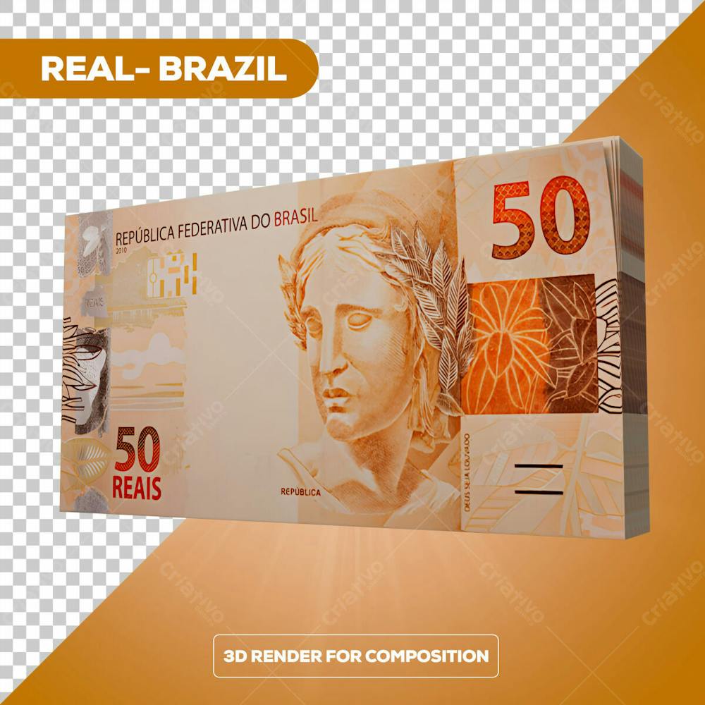 Cédula Nota Dinheiro De 50 Reais Real Brasileiro Com Fundo Transparente 4