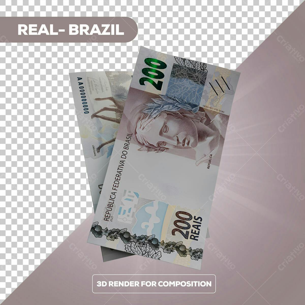 Modelo de Nota de 200 Reais PSD Editável