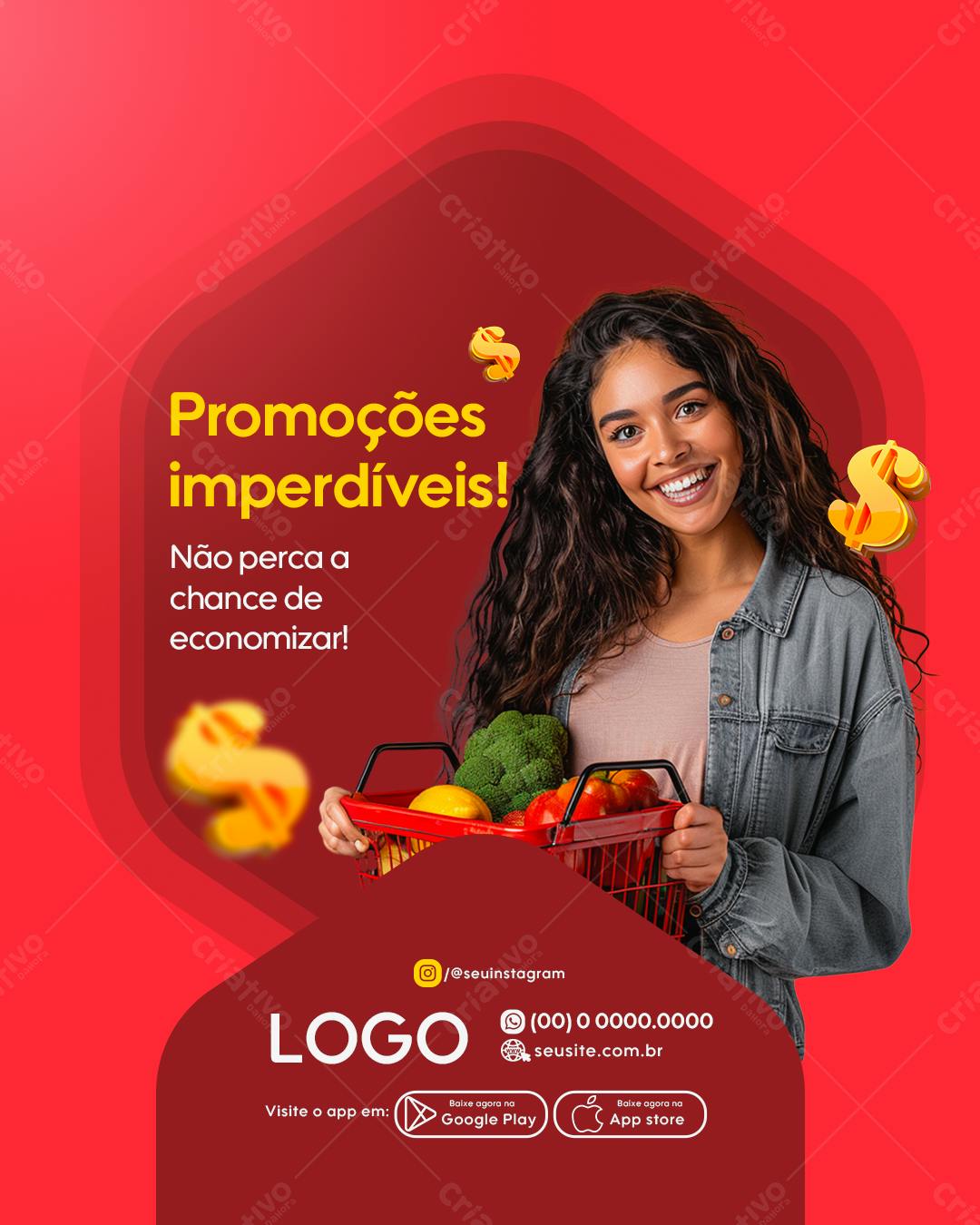 Flyer para Promoções de Supermercado PSD Editável