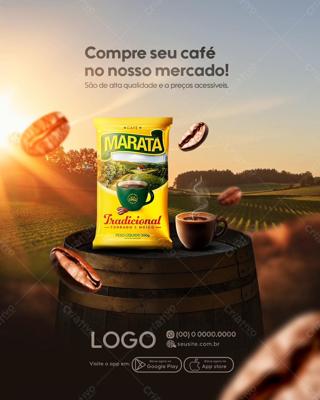 Flyer para Promoção de Café Marata PSD Editável
