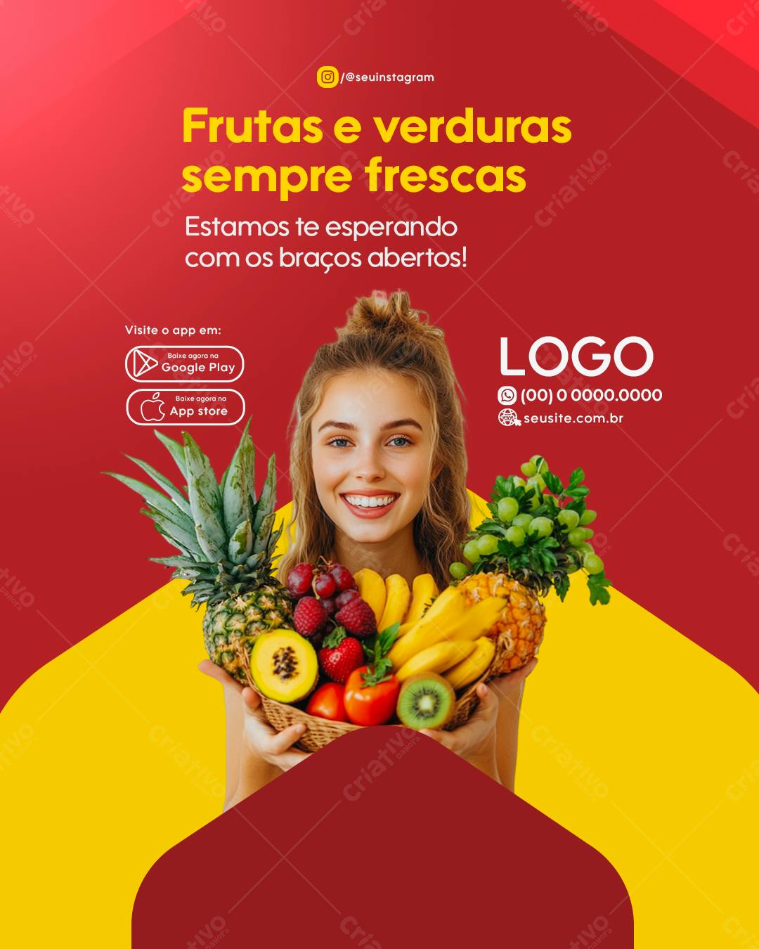 Post para Redes Sociais Frutas e Verduras PSD Editável