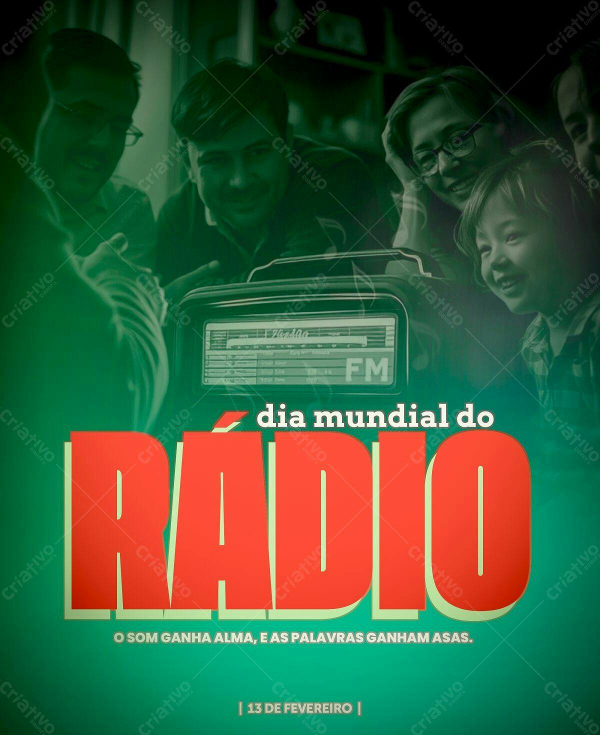 Flyer Dia Mundial do Rádio PSD Editável