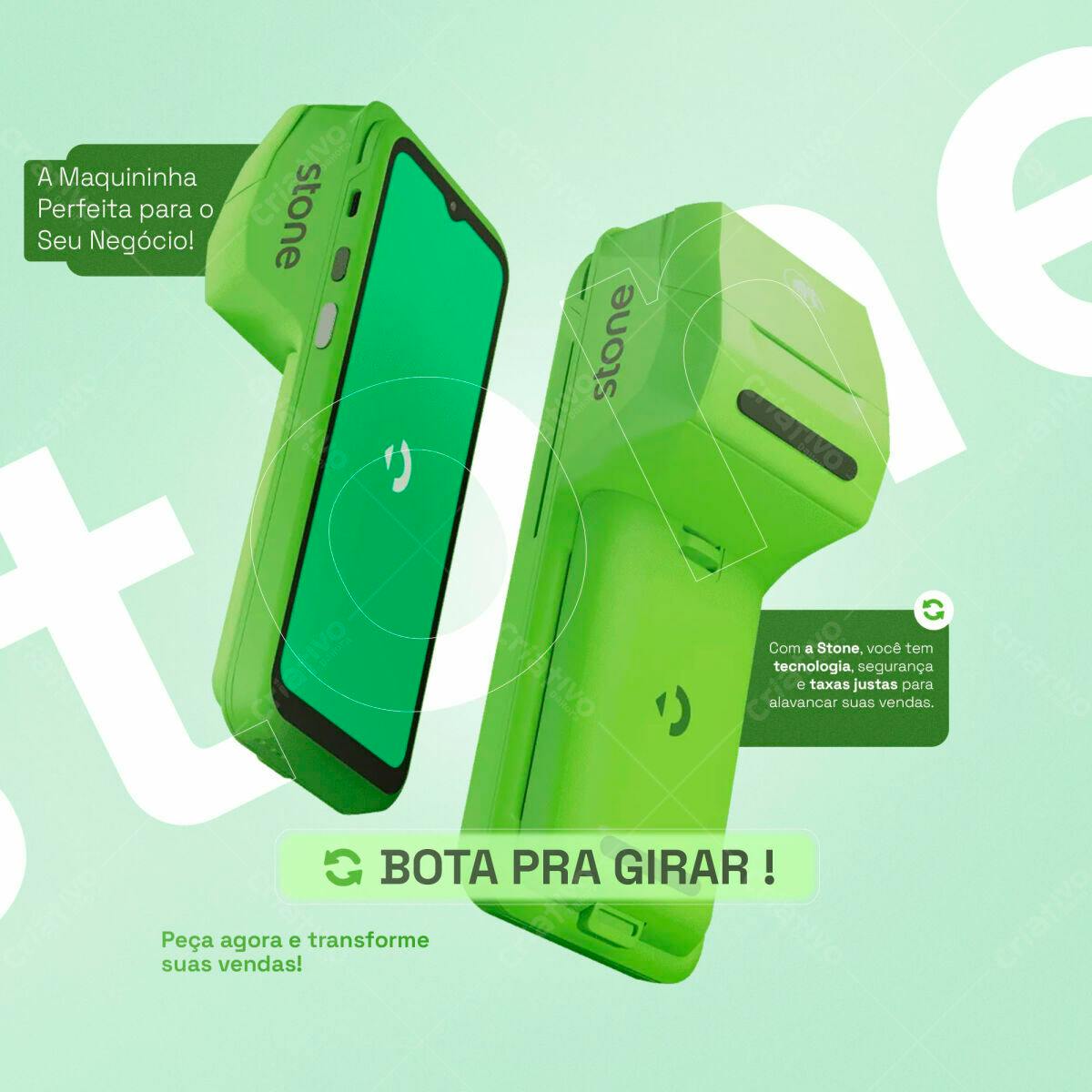 Mockup Maquininha Stone Verde PSD Editável