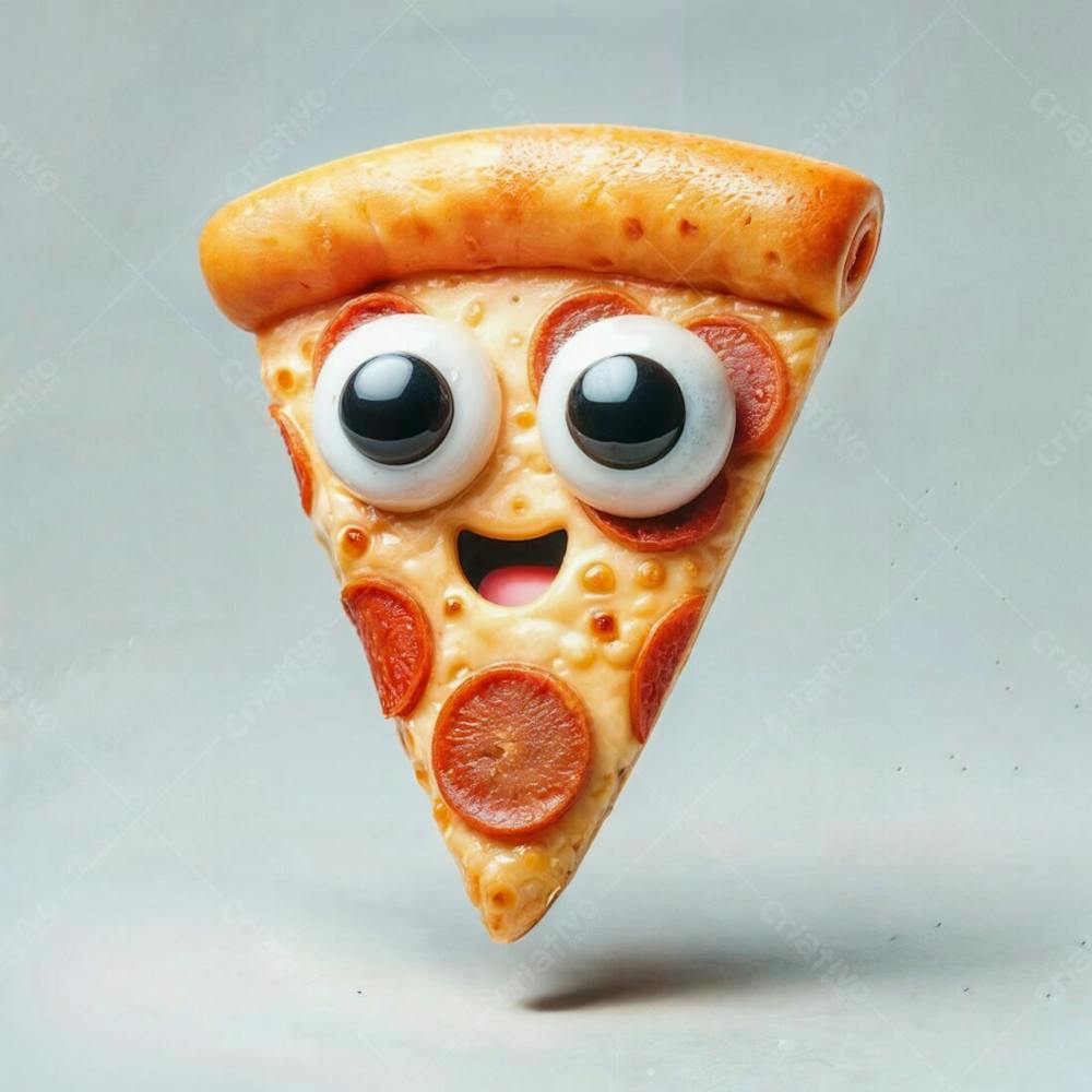 Fatia De Pizza Suspensa Feliz
