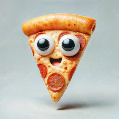 Fatia De Pizza Suspensa Feliz