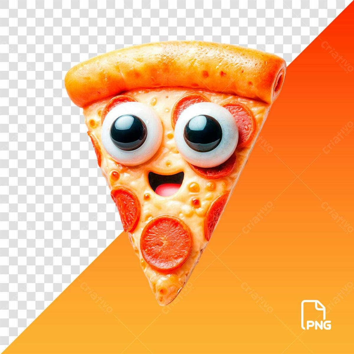 Ilustração Fofa de Pizza PSD Editável