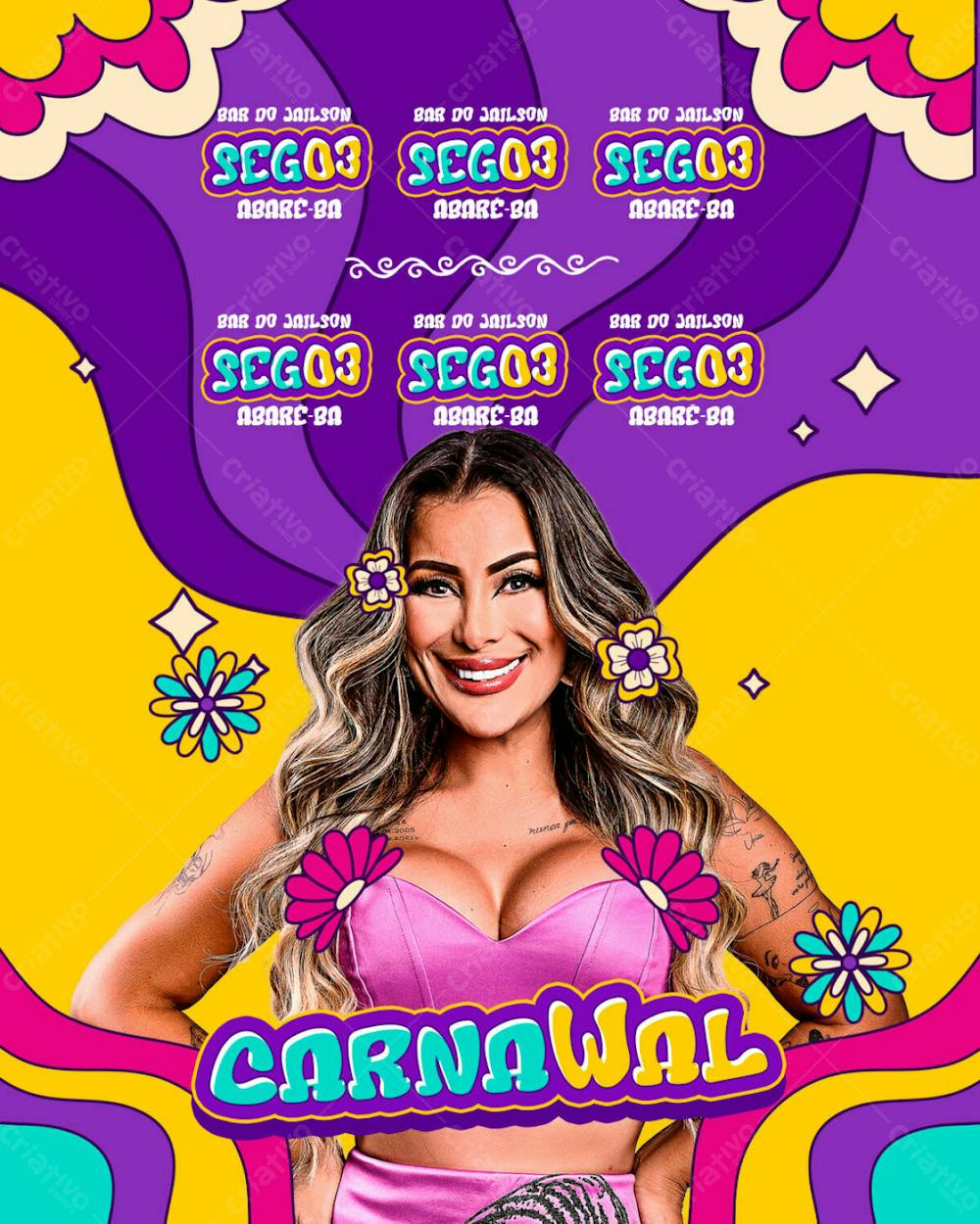 Flyer Agenda De Shows Carnaval Walkyria Feed Psd Editável