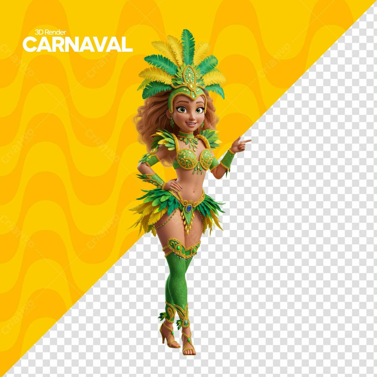 PSD Personagem Carnaval 3D Render