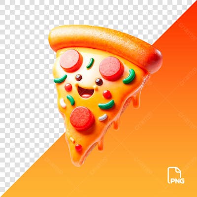 Fatia De Pizza Feliz Sorrindo