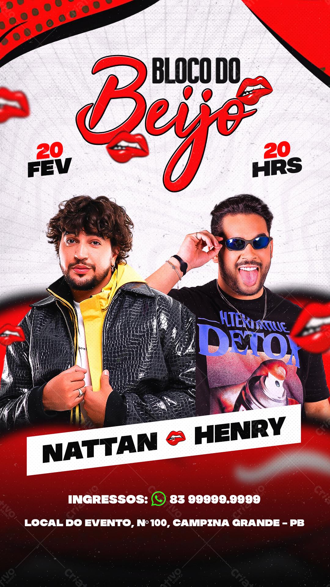 Flyer Bloco do Beijo PSD Editável