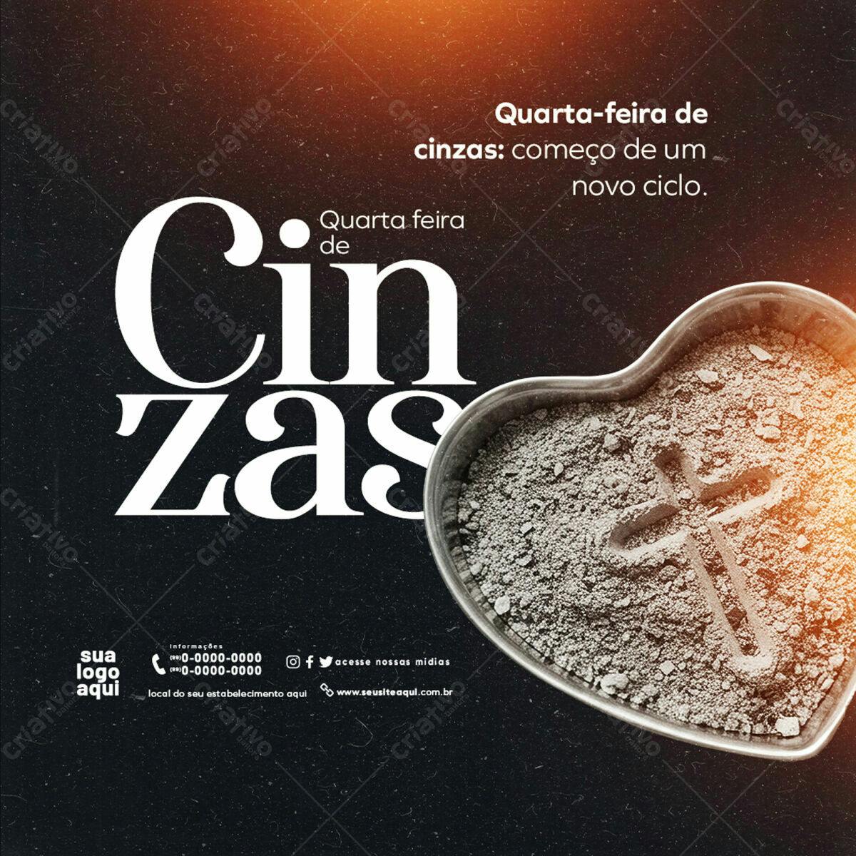 Postagem para Quarta-Feira de Cinzas PSD Editável