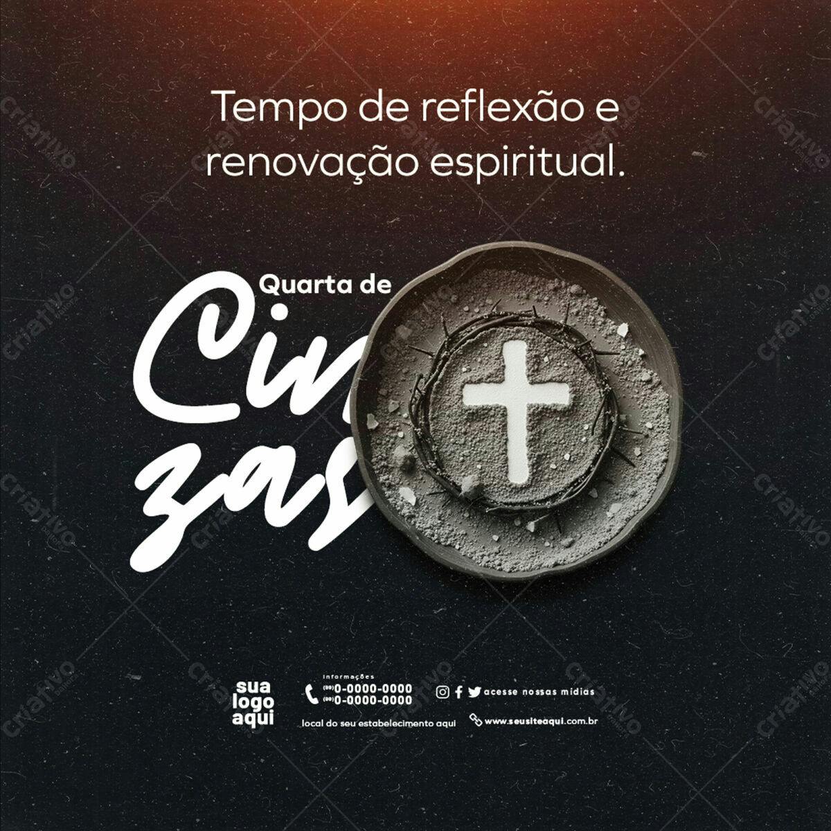 Post para Quarta-Feira de Cinzas PSD Editável