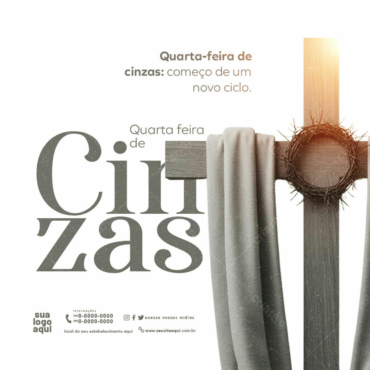 Post para Quarta-Feira de Cinzas PSD Editável