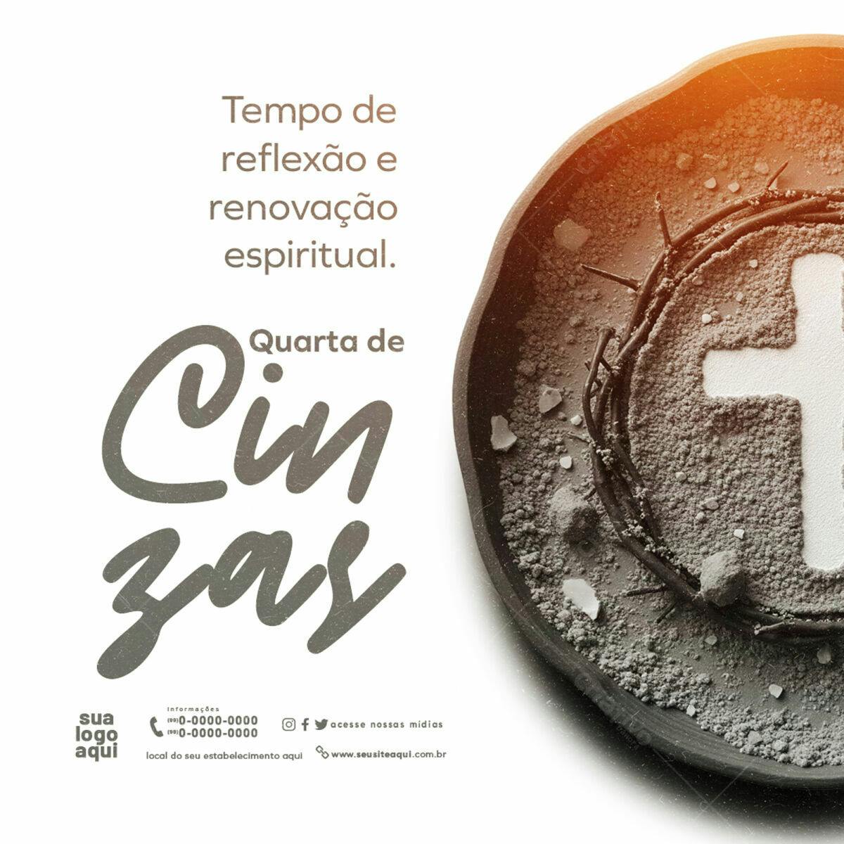 Post para Quarta de Cinzas PSD Editável