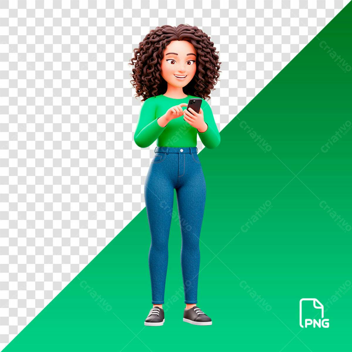 PSD Personagem 3D Feminina para Posts de Redes Sociais