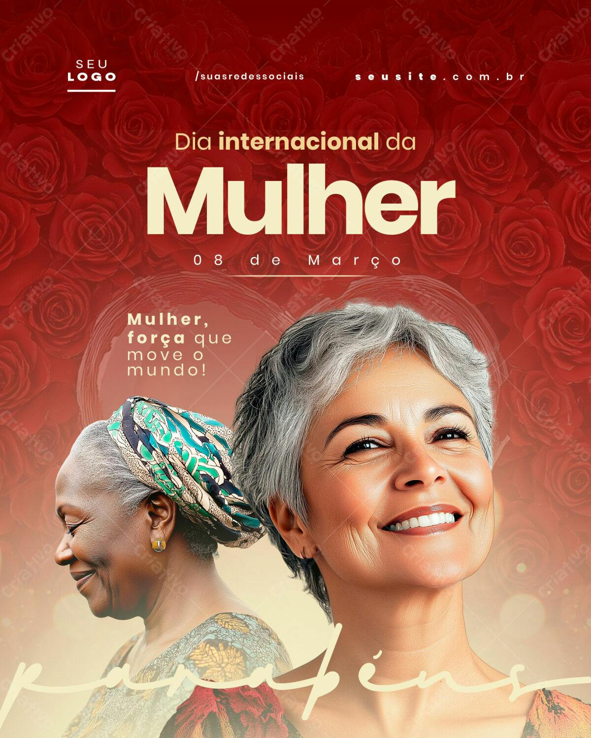 Flyer Dia Internacional da Mulher 08 de Março PSD Editável