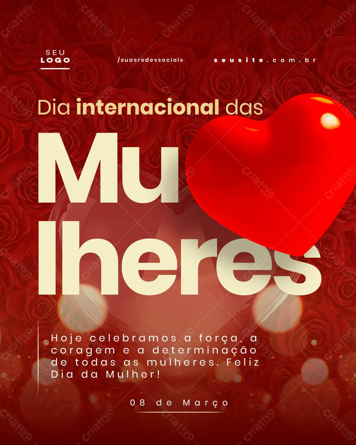 Flyer Dia Internacional da Mulher 08 de Março PSD Editável