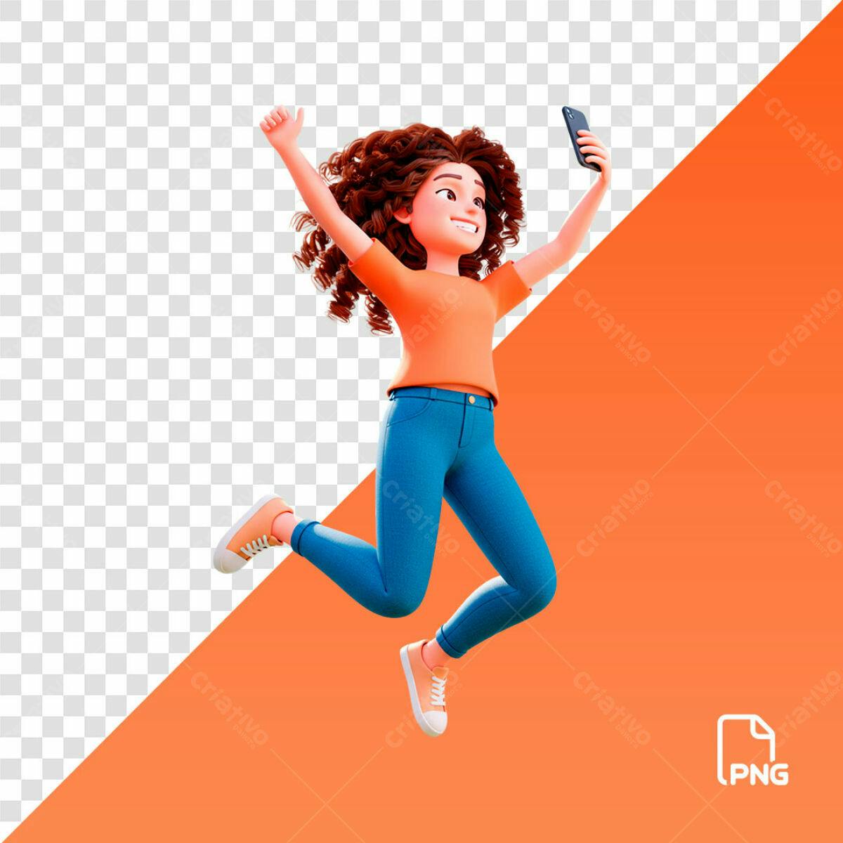 PSD Personagem Feminino em Salto para Redes Sociais Editável