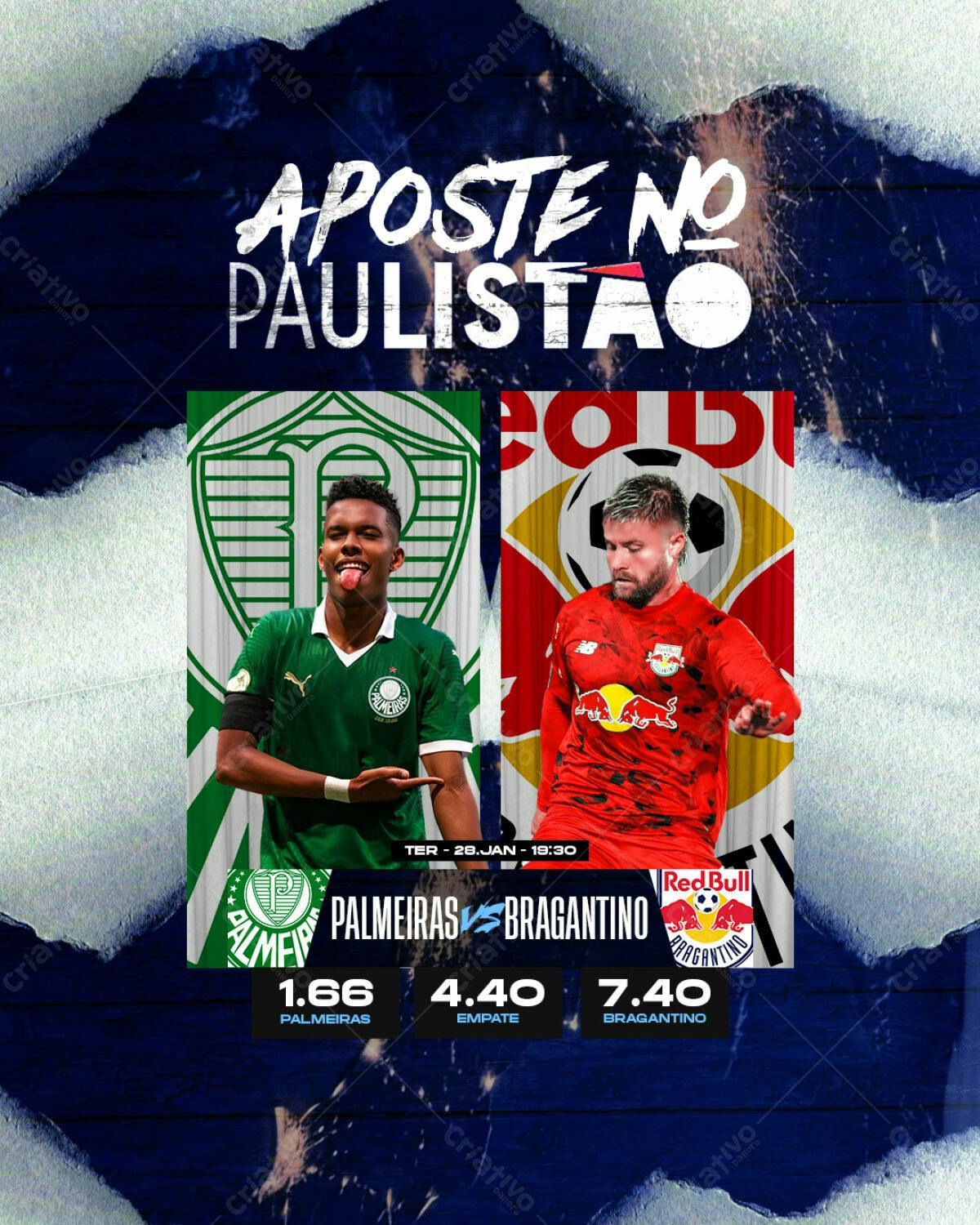 Flyer Palmeiras x Bragantino 28/Jan PSD Editável