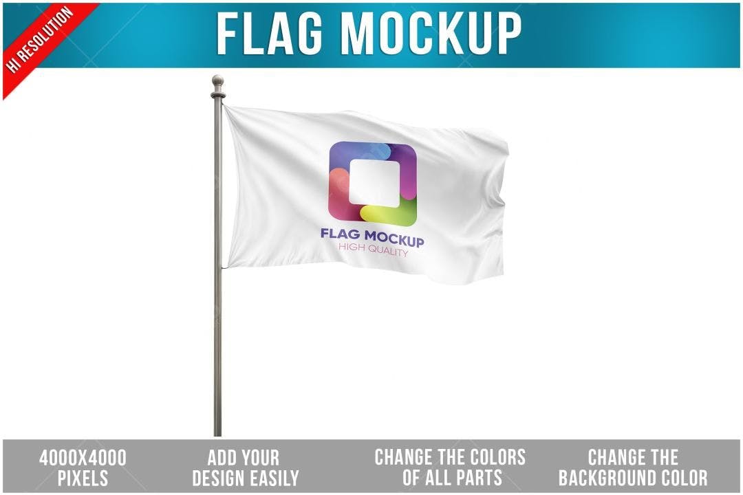 Mockup Bandeira Realista: Design Moderno com Cores Vibrantes