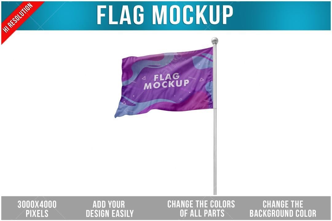 Mockup de Bandeira: Design Moderno em Roxo e Azul