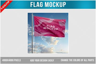 Bandeira Mockup Psd Editável 