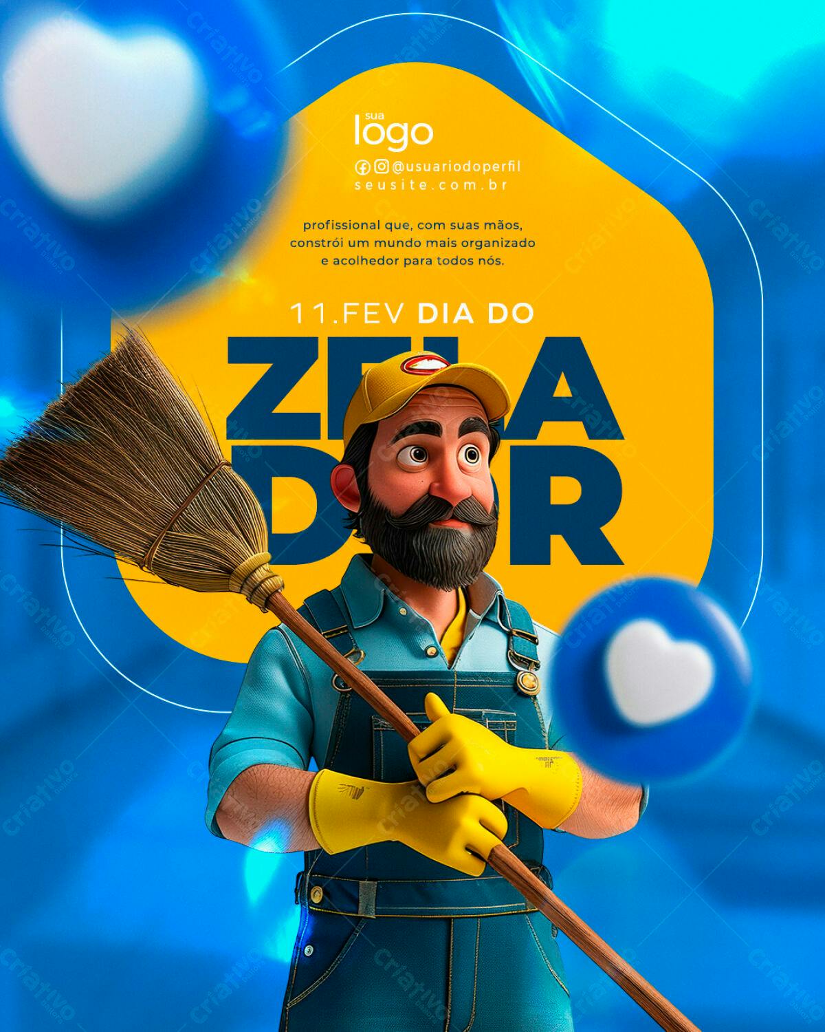 Flyer Dia do Zelador PSD Editável