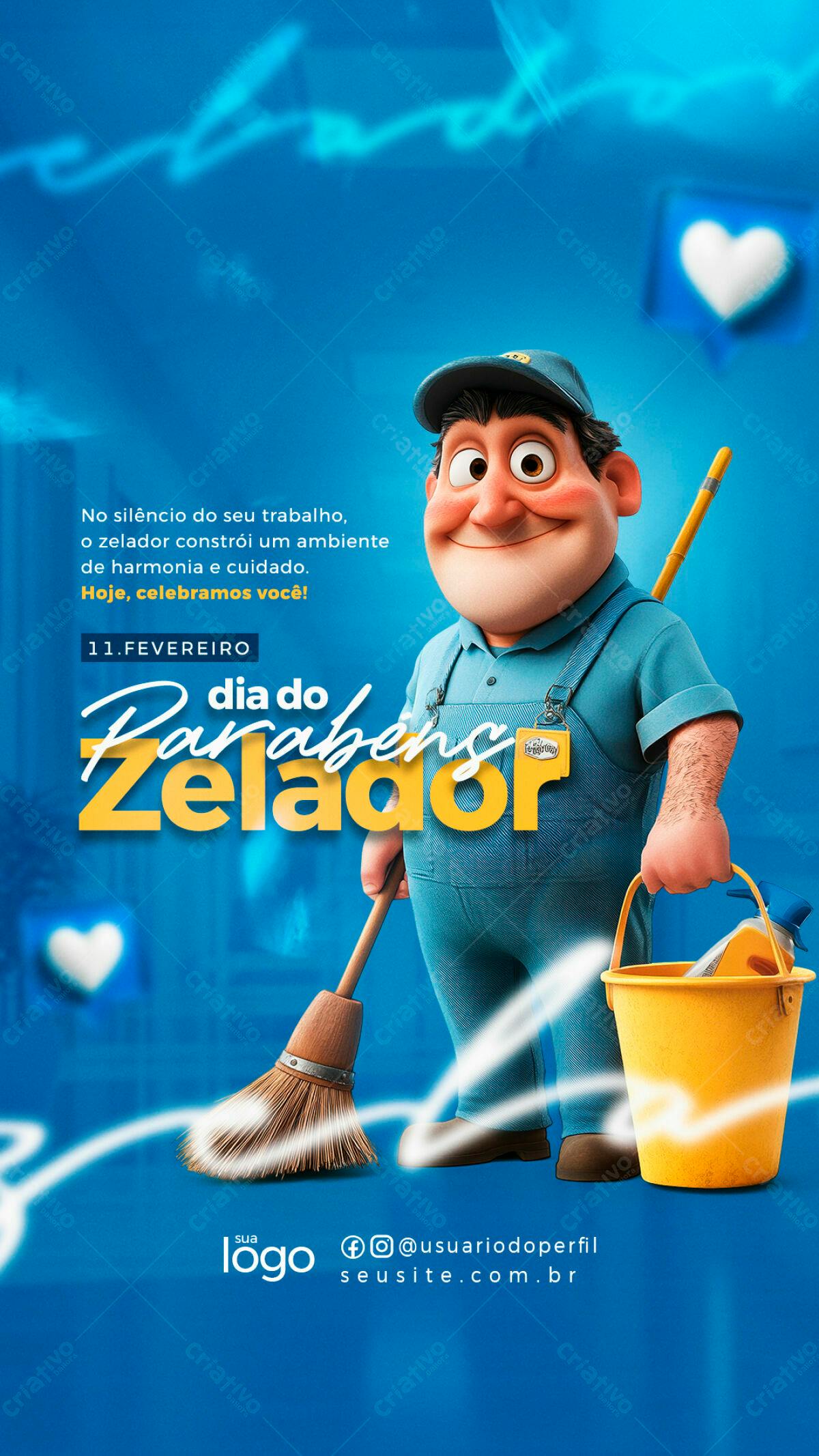 Flyer Dia do Zelador PSD Editável