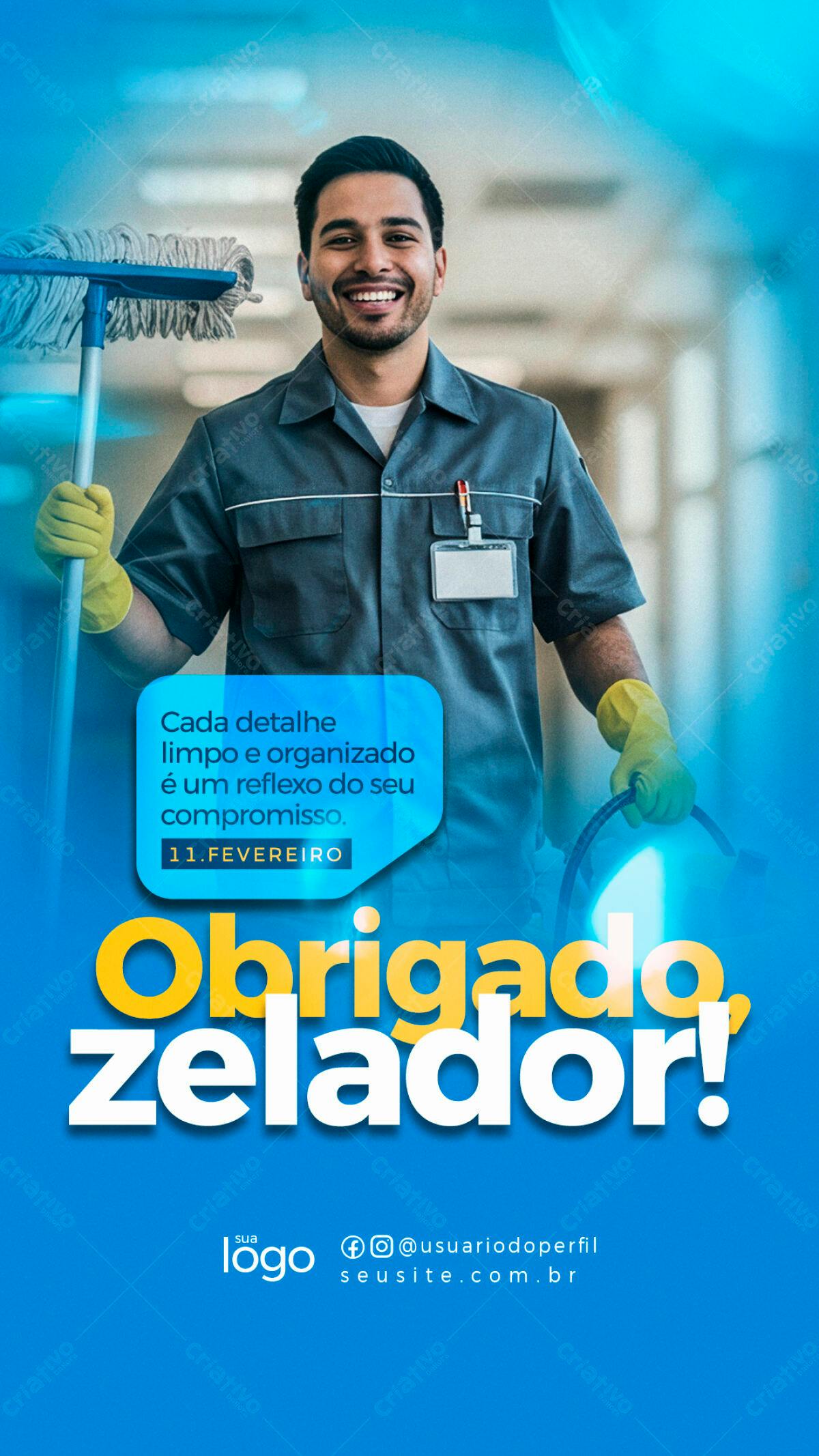 Flyer Dia do Zelador PSD Editável