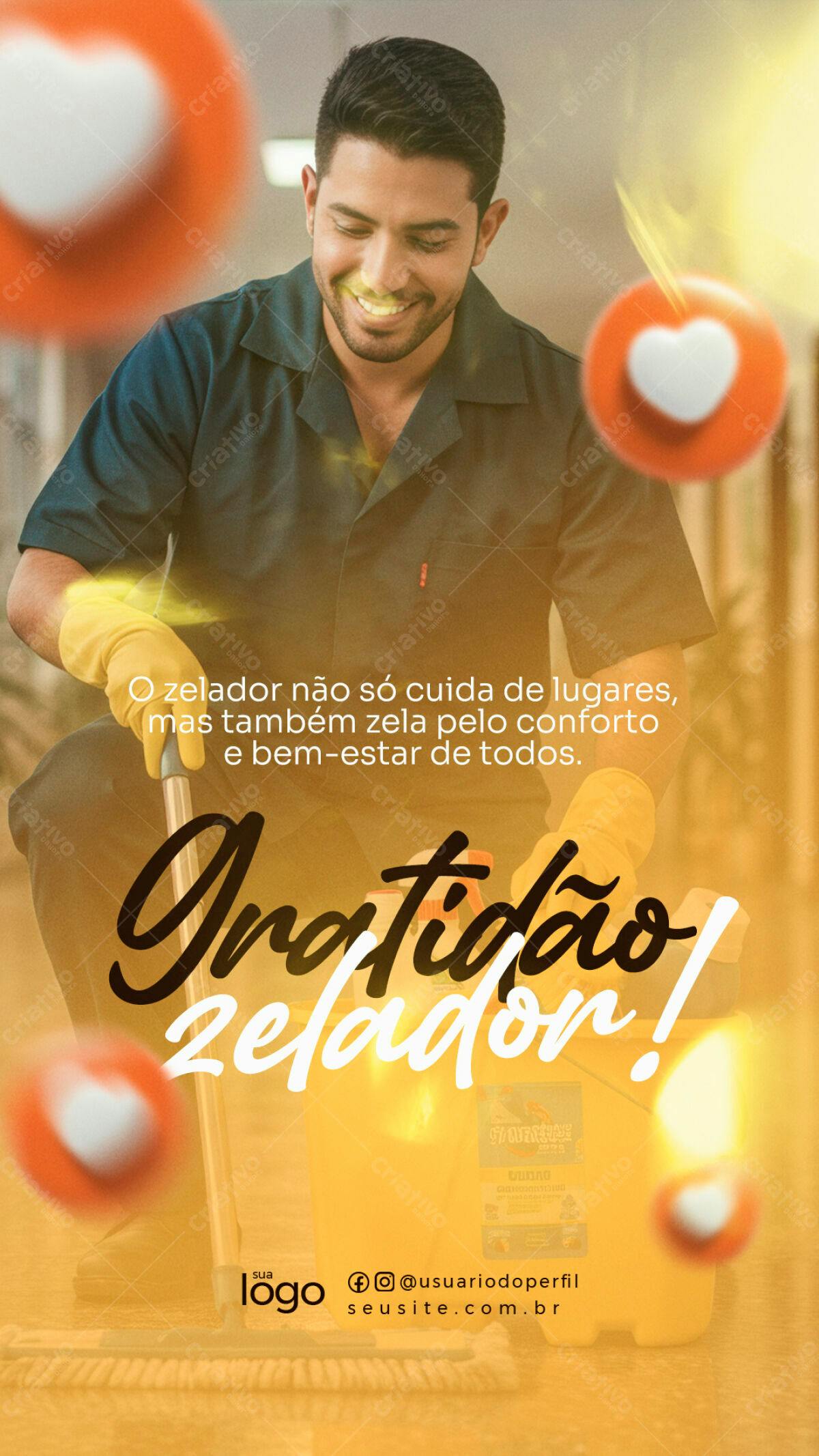 Flyer Dia do Zelador PSD Editável