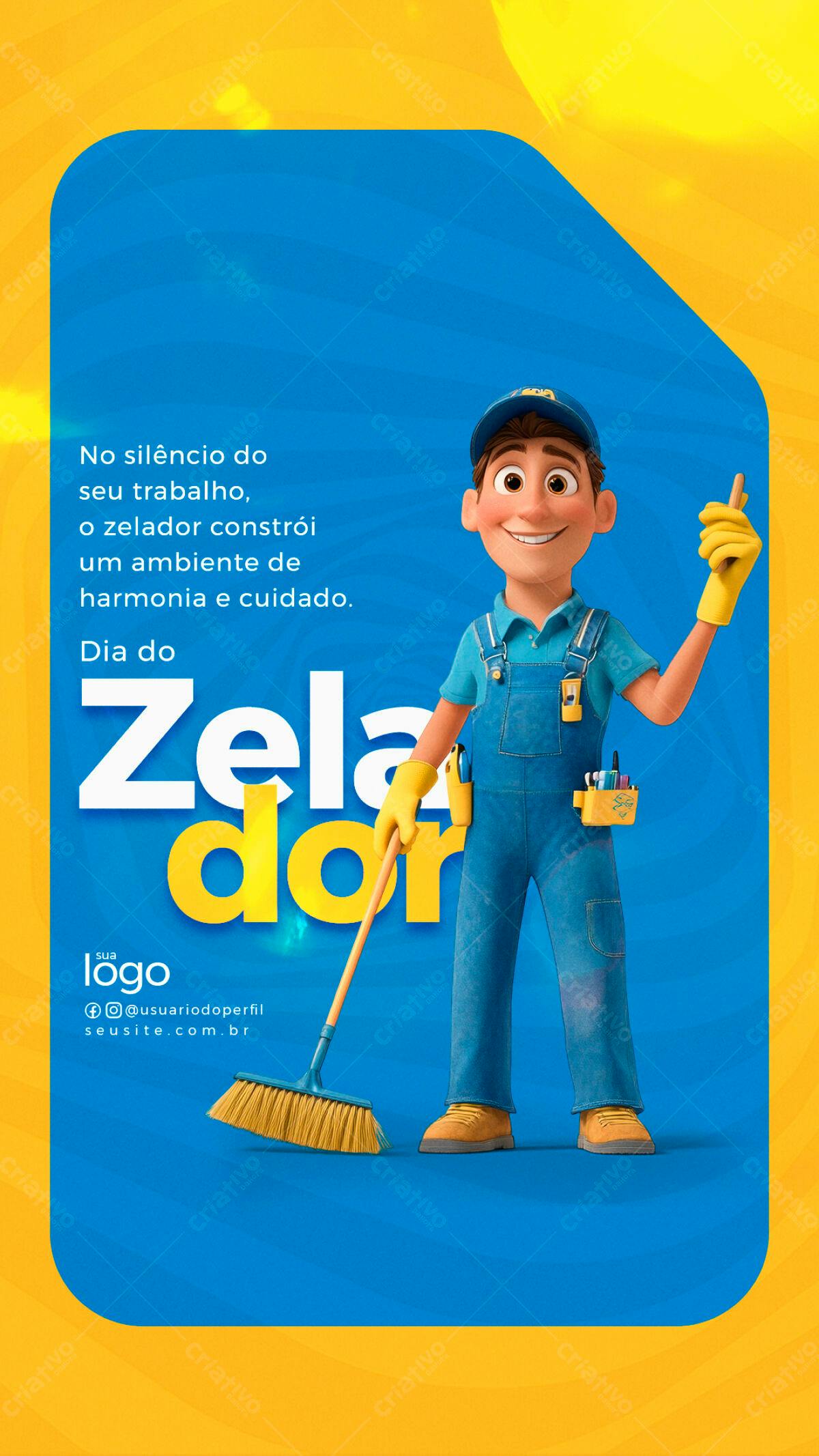 Flyer Dia do Zelador PSD Editável