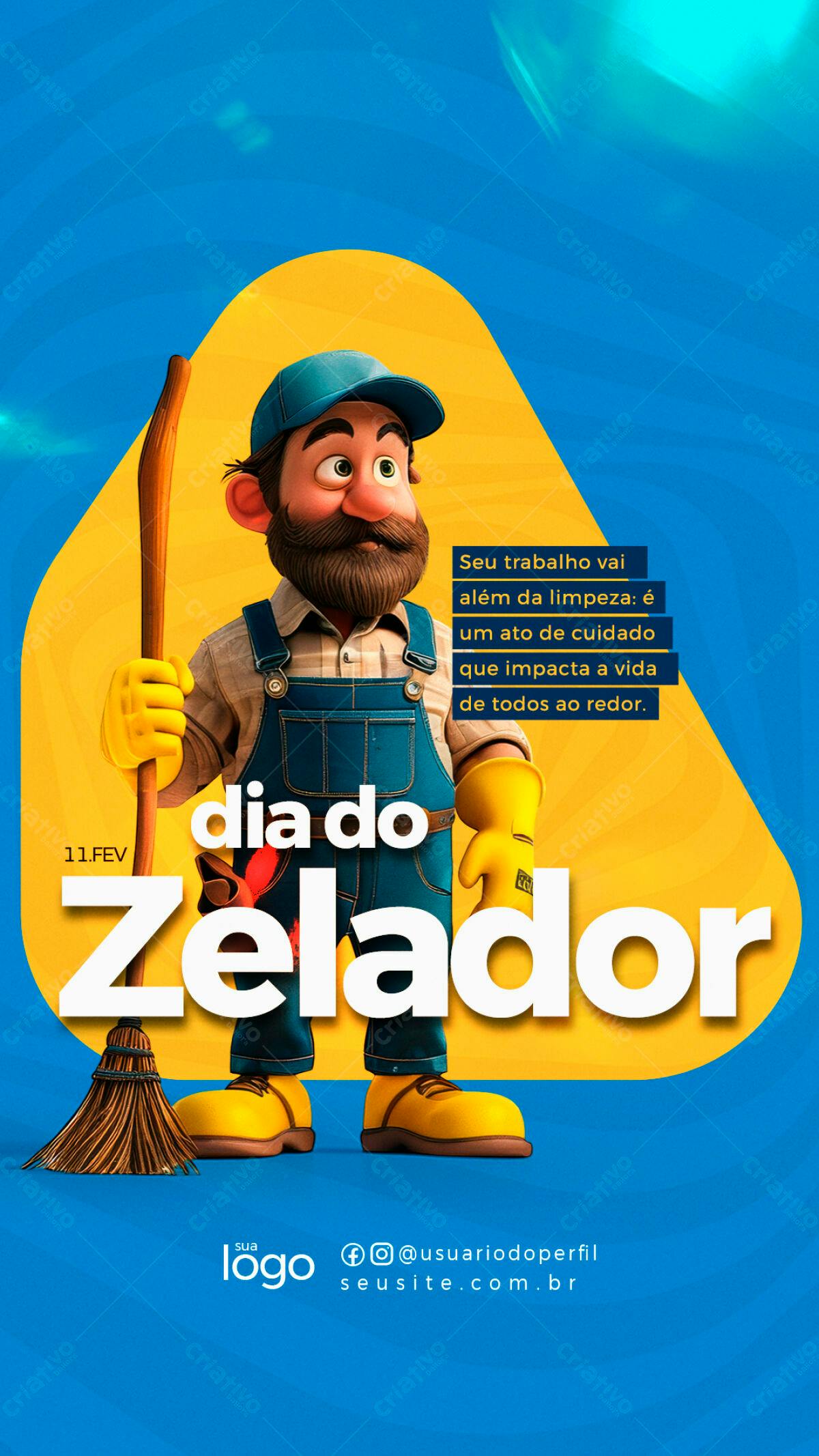 Flyer Dia do Zelador PSD Editável