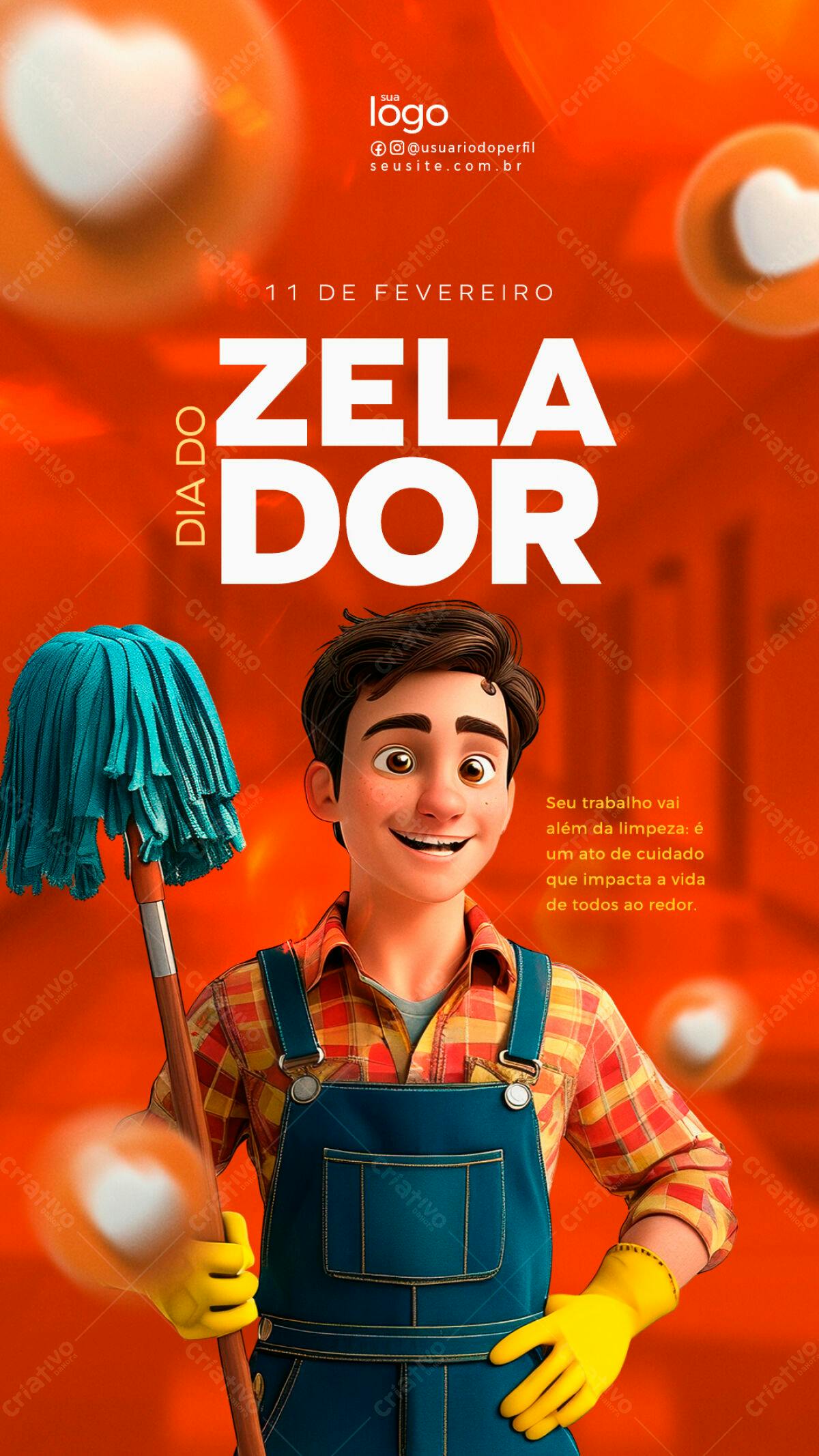 Flyer Dia do Zelador PSD Editável