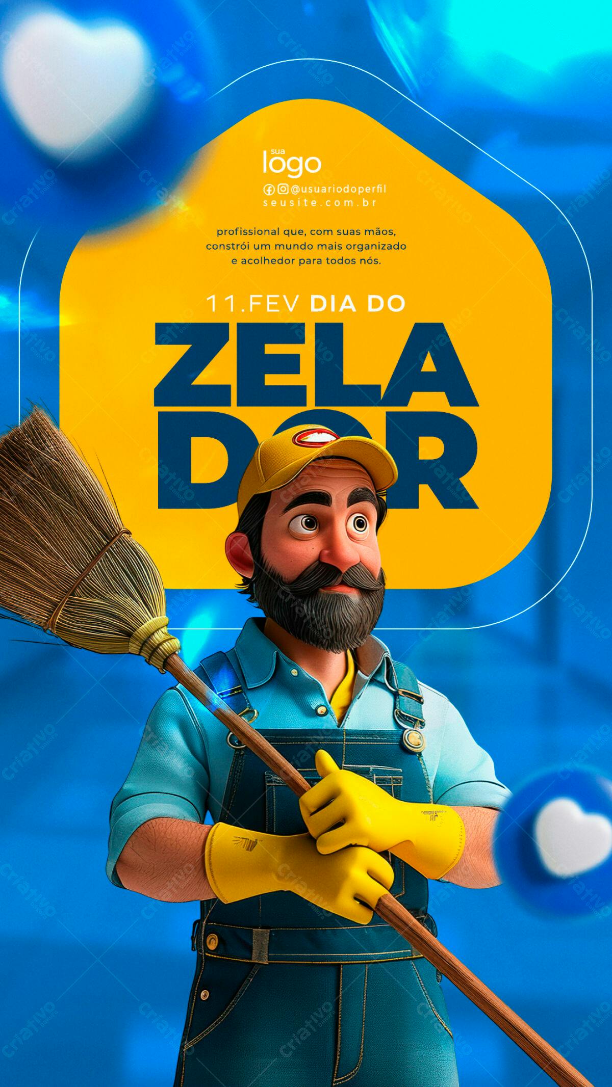 Flyer Dia do Zelador PSD Editável