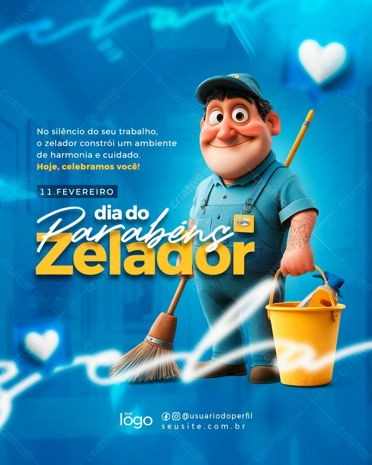 Flyer Dia do Zelador PSD Editável