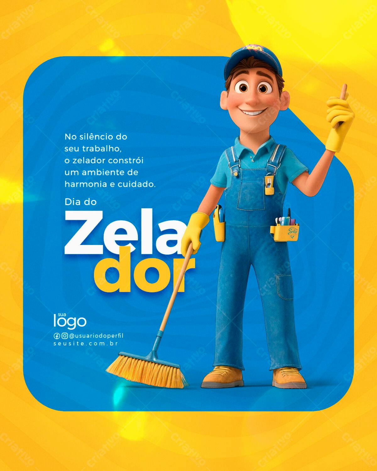 Post Dia do Zelador PSD Editável