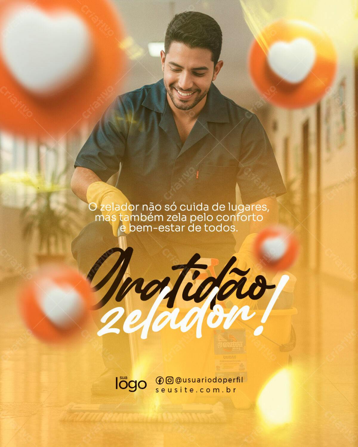 Postagem Dia do Zelador PSD Editável