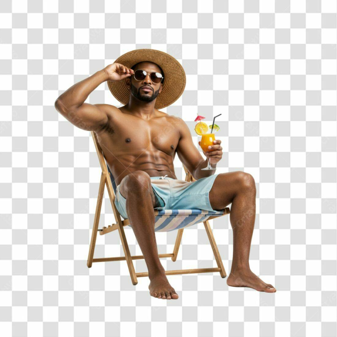 Banner Verão Homem na Praia PNG com fundo transparente