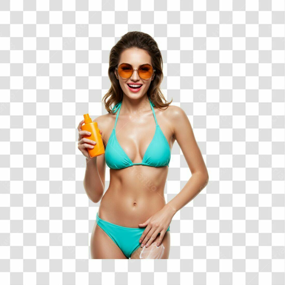 Banner Verão com mulher em biquini PNG com fundo transparente