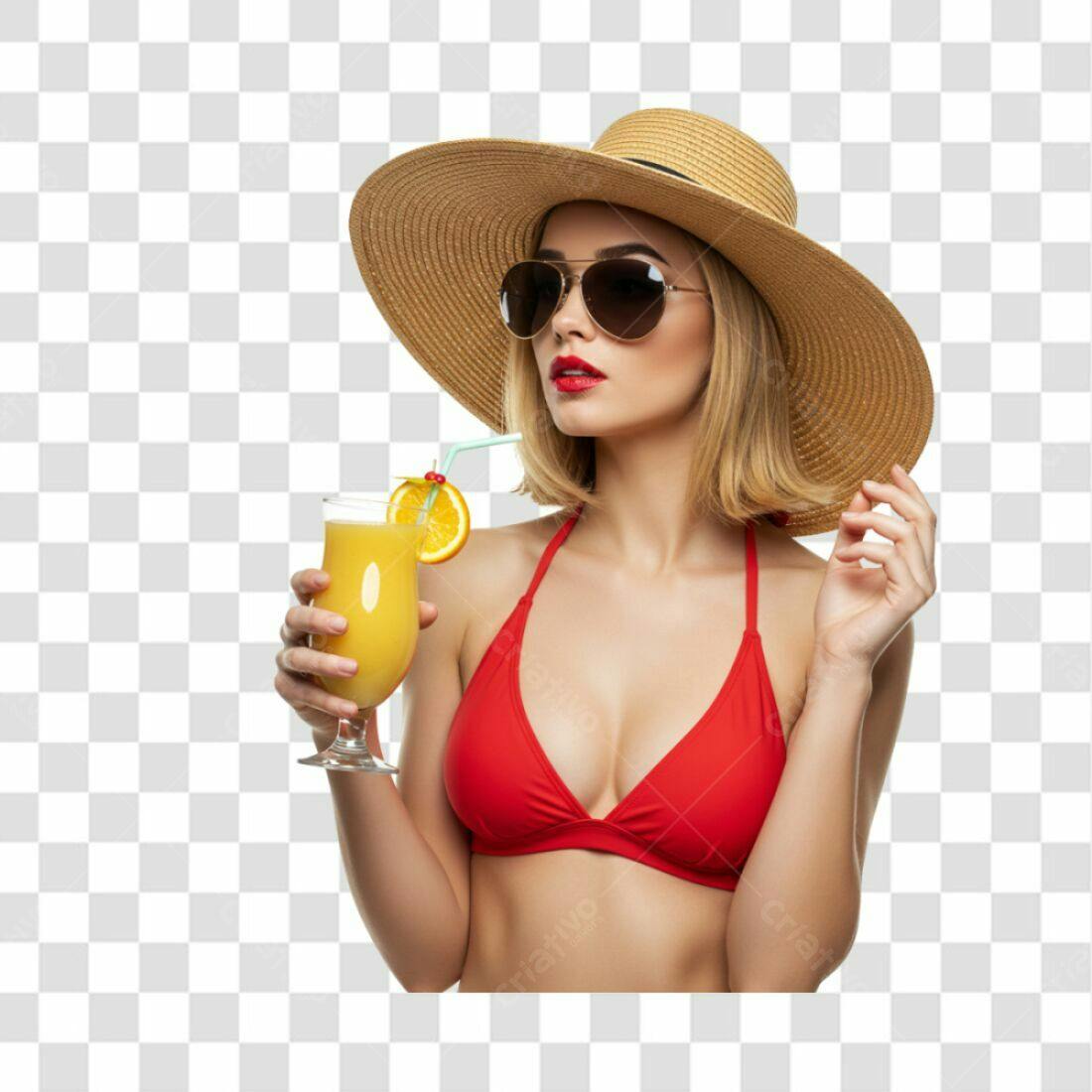 Banner Verão Mulher Biquini PNG com fundo transparente