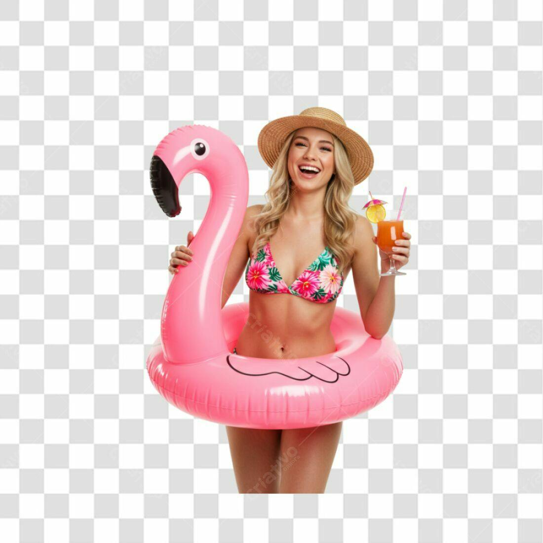 Banner Verão Flamingo PNG com fundo transparente